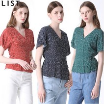 [리스트(LIST)] 마린레이디 랩 오버 도트 블라우스 (택가격 128000원)