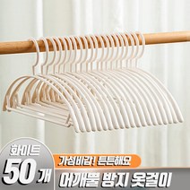 50개 어깨뿔 방지 옷걸이 티셔트 니트 가디건 스웨터, 50개(1SET)옷걸이_화이트