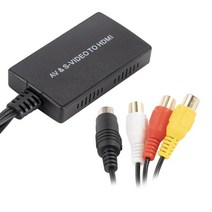 AV Svideo To HDMI 변환기 RCA To HDMI 어댑터 PS3 VHS VCR과 호환 가능, 2.8x1.6x0.4인치, 검은 색, 플라스틱 전자 부품