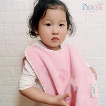 [아기턱받이수건] 유아 어린이집 아기 세안 수건 타올 턱받이 워시빕, 아이워시빕 세안수건-핑크