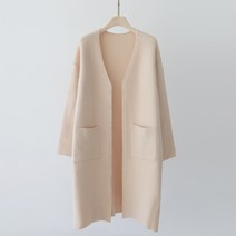 제니트 여성 루즈핏 브이넥 포켓 롱 니트 가디건 끌레포켓롱