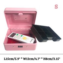 가정용소형금고 사무실 소형 개인 돈통 금속 안전 상자 현금 주최자 휴대용 금전 등록기 돈 서랍 키 암호, 10 s pink