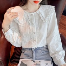 흰색긴팔셔츠 플랫카라 긴소매 여성의류 가을옷 트렌드 상의 디자인감각 보이핏 볼륨 와이셔츠 3315232904