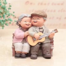 가정의달 부모님 선물 행복한 노부부 도자기 인형, E-1