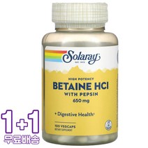 솔라레이 베타인 HCL 펩신 함유 650mg 베지 100캡슐 2통, 1개, 기본