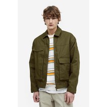 H&M 코튼 트윌 재킷 다크 그린 1155418002