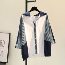 봄 가을 스트라이프 패치 워크 후드 숙녀 긴 소매 캐주얼 카디건 셔츠 blusa