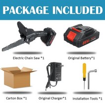 [해외]1500 w 88 v 6 인치 전기 전기 사슬 톱 12 pcs 배터리 충전식 목공 무선 가지 치기 전기 톱 정원 전동 공구, 협동사, 1 배터리