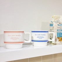 인사이드리빙 레터링 빈티지 레트로 머그컵 커피잔, 블루레터링머그컵