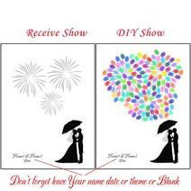 스크랩북 소박한 양장본 위한 용품 게스트 사용자 정의 이름 날짜 귀여운 만화 캐릭터 결혼식 지문 서명 책 그림 프레임 없음 잉크 패드 포함, [04] 50x70cm No Frame, [15] HK250