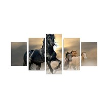 5 패널 여러 질주 말 패턴 간단한 색상 프레임이 없는 캔버스 인쇄 그림 그림, type1