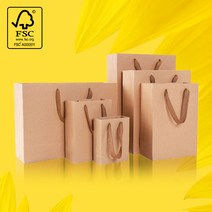 두껍고 튼튼한 수제 종이쇼핑백 크라프트, 10장, C-F30