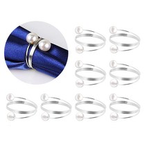 냅킨 링스 진주 냅킨 버클 펄 실버 골드 웨딩 크리스마스 생신 냅킨 링은 Pearl Napkin Rings Serviette Buckle Gold Silver, 실버 -8 PCS