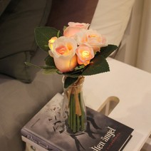 [via k studio] 화이트 스윗로즈부케 LED 무드등, WHITE PINK