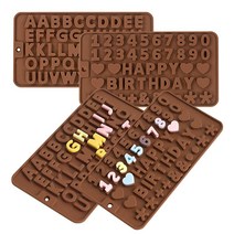 LIOUCBD 실리콘 초콜릿 몰드 4개 레터 및 숫자 몰드 생일 축하 케이크 장식 기호 캔디 쿠키 아이스 캔디용 (글자 4개), 4 Letter Molds