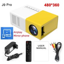 초단초점빔프로젝터 가정용 티비 거실 홈시네마 스마트 빔프로젝터 dlp Salange-J9Pro 미니 프로젝터 LED 홈 미디어 플레이어 오디오 휴대용 480x360 픽셀 1080P, [13] J9Pro Yellow Sync, [01] EU 플매트 카펫 러그