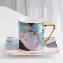 믹스커피잔 빈티지 세트 커피잔 예쁜 찻잔 현대 럭셔리 본 차이나 머그잔 커피 컵 및 접시 세트 고급 절, 03 버건디