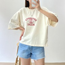 걸즈팩토리 여성용 리쮸버 세미크롭 반팔티셔츠