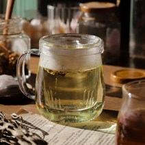 홈카페 커피숍 카페 차우리는 뚜껑있는 머그잔 머그컵 내열 유리컵, 항아리 300ml)