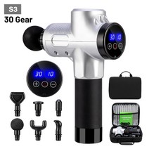 high frequency massage gun lcd display 근육 이완 전기 마사지 휴대용 가방 치료 gun for fitness, 협력사, 7017 실버, 우리 플러그