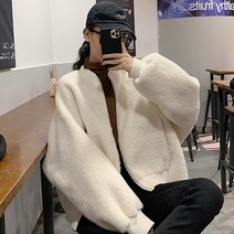 뉴트럴톤 로맨틱 뽀글이 시보리 후리스 점퍼 캐주얼 미니멀룩 오피스룩 사무실외투 겨울코디 여자잠바추천