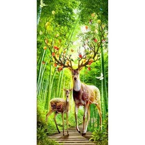 CHINA 대나무 숲 화려한 사슴 전체보석십자수 집에서취미, 70x125cm