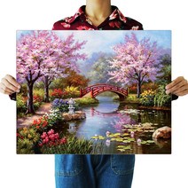 ZOZI액자 캔버스형보석십자수 Diy세트 라운드 비즈 40 X 50cm200 핫 제품, 123. 벚꽃이 춤추며 날다 ZF0123, 40X50cm