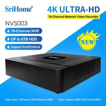 cctv녹화기 레코더 srihome nvs003 16ch 4k uhd 무선 poe nvr 미니 h.265 네트워크 비디오 레코더 보안 감시 cctv wifi ip 카메라 시스템, 4t, 오 플러그
