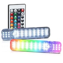 [화이트 USA LED] 내부 도어 패널 LED 조명 무료 경고 램프 1995-2007 실버라도 시에라 C/K 픽업 서버번 유콘 타호 투명 렌즈 블랙 하우징 운전석 및 조수석 페어, Color-Changing RGB