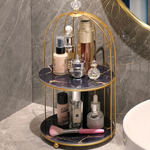 미리미터 북유럽 대리석 화장품 향수 정리대 진열대 트레이 화장대 정리, 2단-블랙