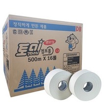행복몰/ 토미 점보롤 화장지 500M 1겹 16롤 엠보싱 업소용 대용량 휴지 티슈 화장실, 1개