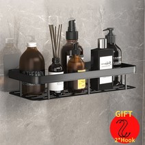 드릴링없이 고급 욕실 선반 녹슬지 않는 알루미늄 샤워 벽 샴푸 수건 홀더 Accessorie, 04 1pcs black Thicken