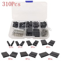 JST SM 암수 크림프 터미널 플러그 하우징 핀 헤더 전기 와이어 커넥터 2.54mm 피치 2 3 4 5, [02] 310개 세트 2.54mm