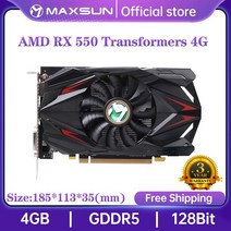 MAXSUN AMD GPU Radeon RX 550 트랜스포머 4G GDDR5 14nm 컴퓨터 PC 게임용 비디오 HDMI 호환 DP DVI 128Bit 그래픽 카드 NEW, [01] RX 550 4G