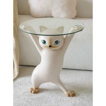 고양이 사이드테이블 집들이선물 강화유리 인테리어, 금속 이중 트레이(정품)