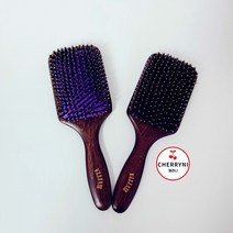 [체리니]엘리야 돈모 쿠션브러쉬 헤어 고급 사각브러쉬(퍼플 블랙), 블랙