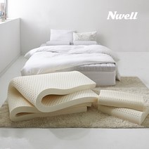 느웰 천연라텍스 미디움 베개세트 토퍼 매트리스 + 베개 + 속커버 + 겉커버, 15cm, 크림베이지