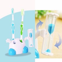 우리가족 칫솔보관대 캐릭터 칫솔걸이 보관함 3분 모래시계, 모래시계칫솔거치대_블루