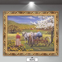 그래마란 유럽 시골풍경화 정겨운 농가 그림액자 유화풍 풍경小, K593