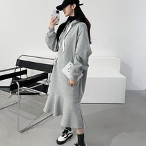 후드 후레아원피스)기모면원단 겨울롱후드원피스 모자원피스 밑단플레어 플레어원피스 루즈핏 박시한 오버핏