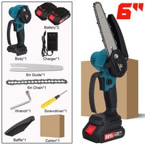 공구종류Makita 18V 미니 브러시리스 전기톱 6 인치 88VF 배터리 전원 디스플레이 충전식 정원 목공 도구, 02 2 battery