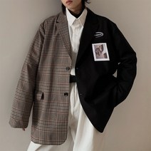 차쿠 남자 하프 비대칭사진 스트릿 특이한 자켓