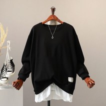 모노시크 롤이드 기모 라벨 레이어드 맨투맨_MNTE139