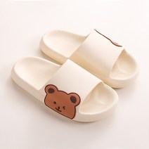 IAWI 귀여운 아기곰 슬리퍼 사무실 거실 실내화, 화이트, 옆면곰, 1개