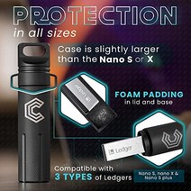 CryptoPod Ledger Nano 케이스 - Nano S/X/S Plus에 적합 - 알루미늄 합금 내화성 및 방수 - 암호화폐 보호 콜드 월렛 스토리지 - iLok USB 썸 드라이브 장치 스토리지(실버), Black XL