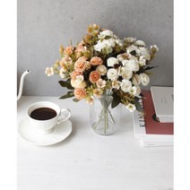 리마인드 웨딩촬영 소품 부케꽃 조화 매장 집꾸미기, 화이트