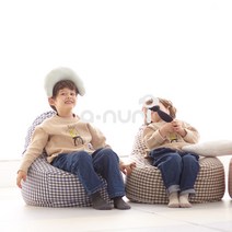 아누리 키즈 뚱이빈백 1인용 좌식의자 아기쇼파, PU뚱이, 블루