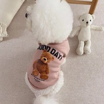 굿데이 반려동물 곰돌이 맨투맨 티셔츠 강아지옷, 핑크_0124Z4L