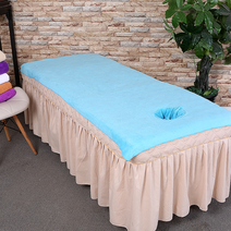 미용실전용 타올 미용샵침대 목욕타월 안마 발맛사지 용품 대전 구멍이있다 .침대시트 깔기침대 큰, T40-라이트블루 에메랄드 슈퍼두꺼운천달림 홀, C04-100x200cm