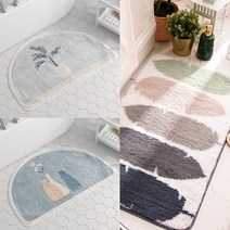 오네뜨 욕실 소프트 발매트 현관 러그, 반달 딥블루